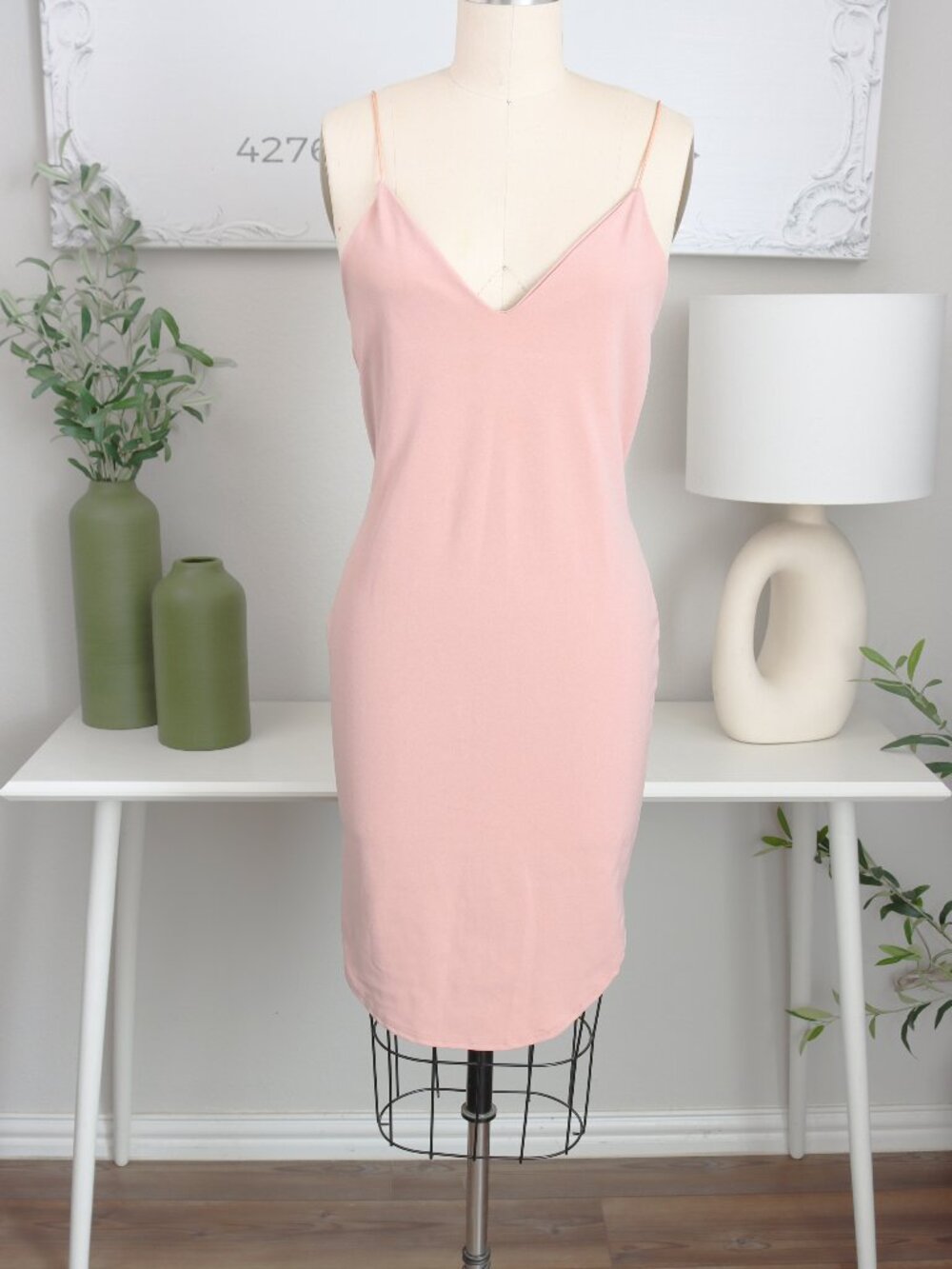Strappy Curve Hem Midi Dress Nude - Missguided